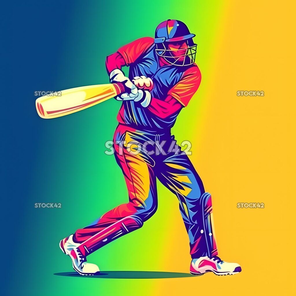 A batsman playing a hook shot colors