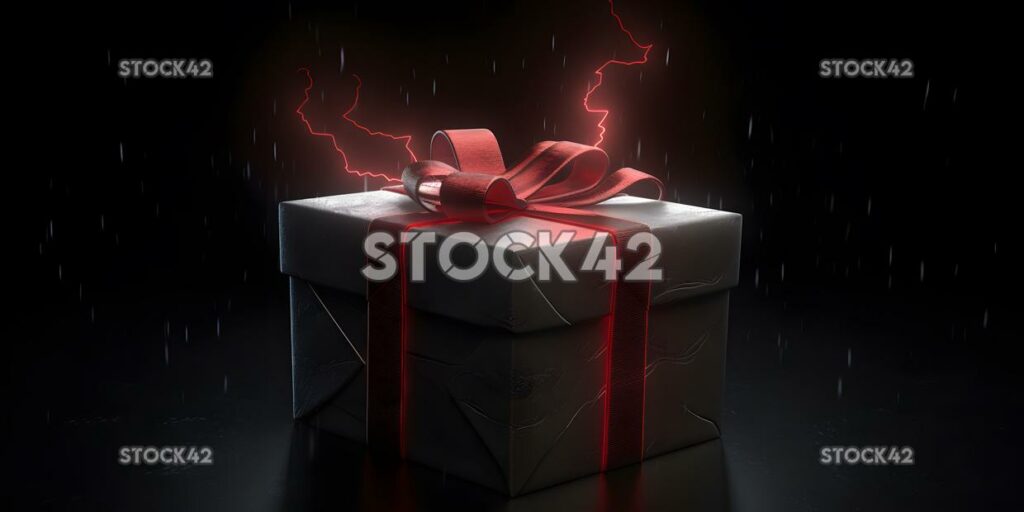 A beautifully wrapped gift with a red ribbon and bow Hype