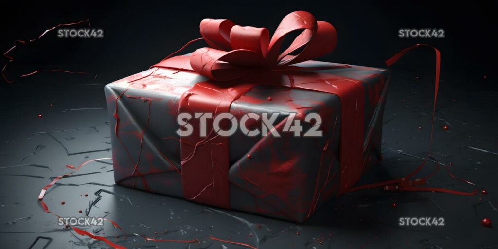 A beautifully wrapped gift with a red ribbon and bow Hype one