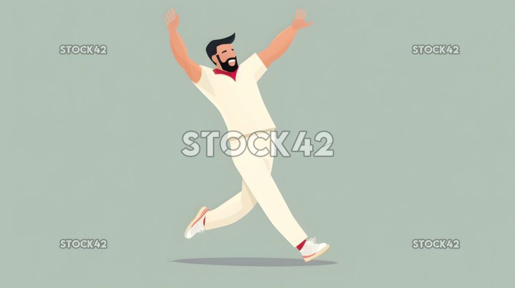 A bowler celebrating after taking a caught and bowled wic