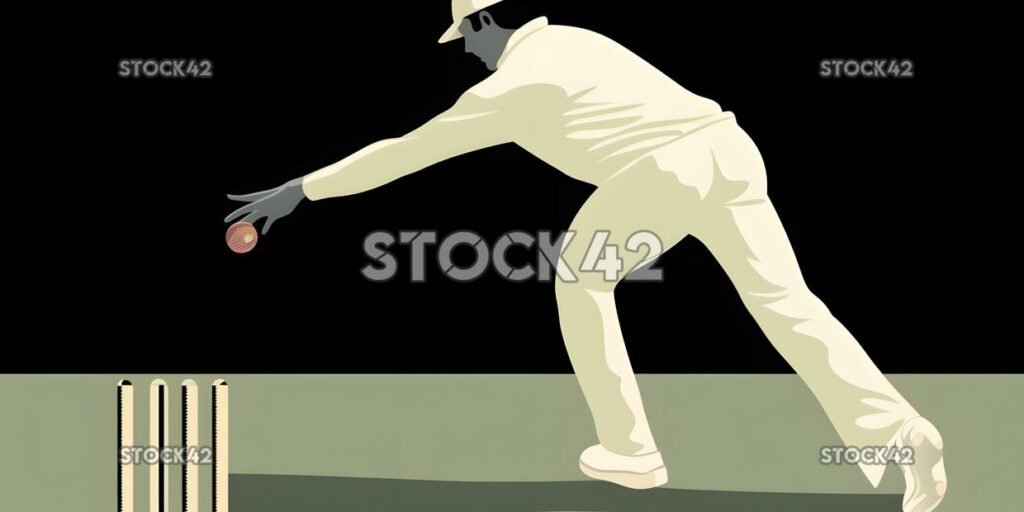 A bowler preparing to throw the ball to the batsman