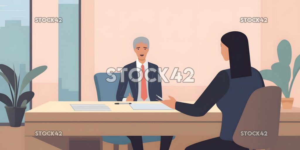 A businessperson conducting a job interview colors one