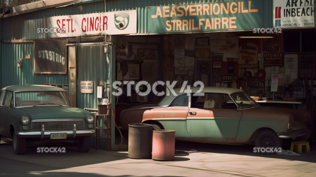 A car repair shop with a sign displaying services offered two