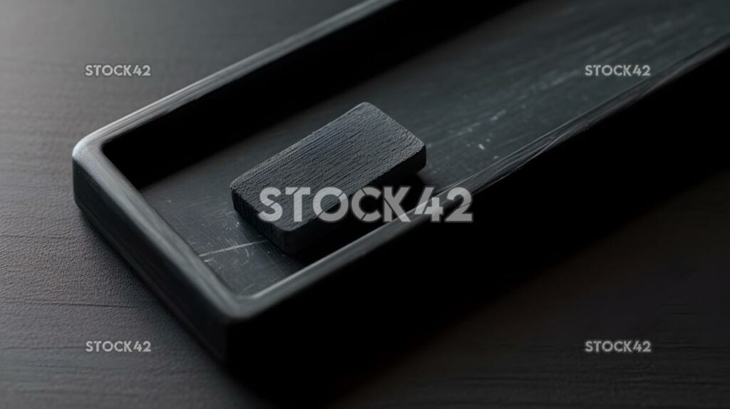 A chalkboard eraser on a tray near the board Hyper-realis one