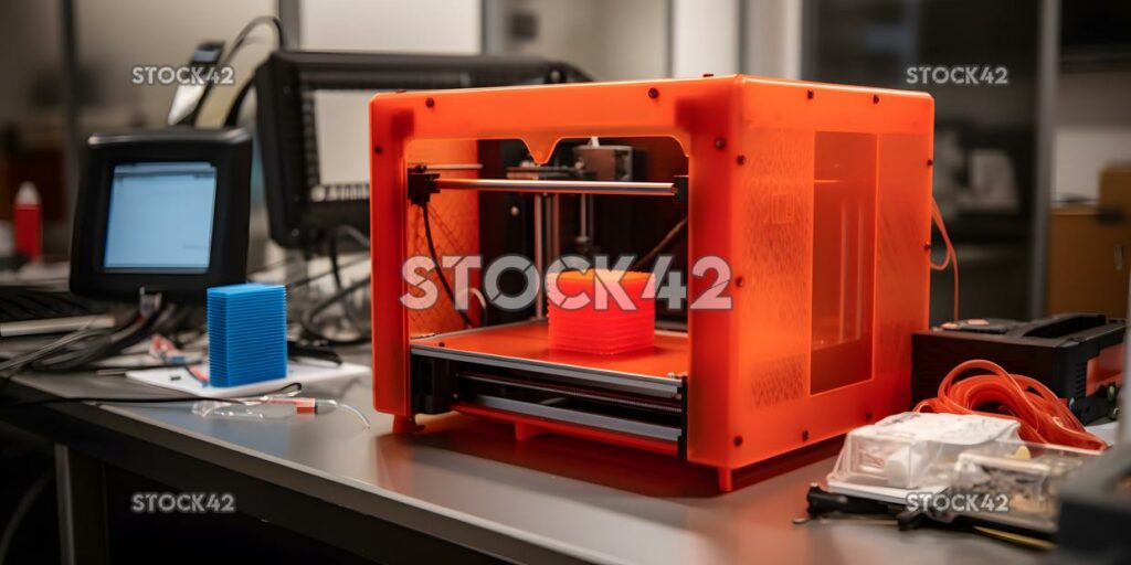 A close-up of a 3D printer in a university engineering la