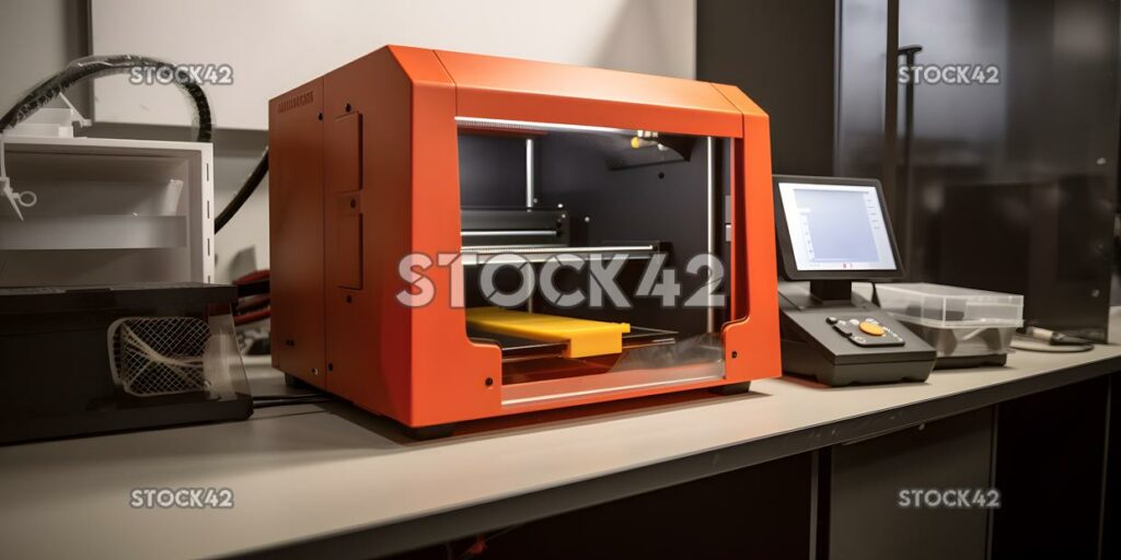 A close-up of a 3D printer in a university engineering la one