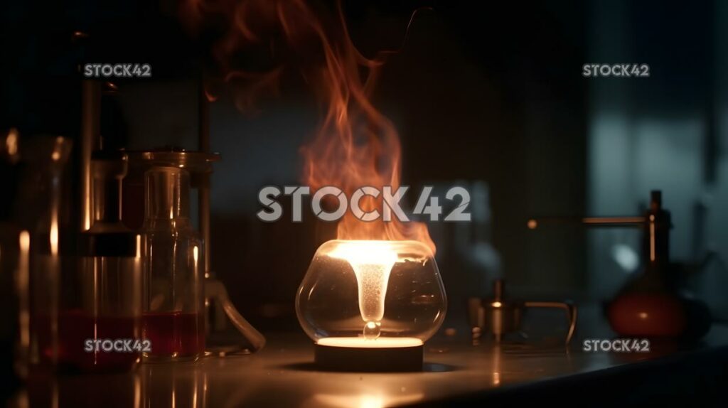 A close-up of a chemistry experiment being conducted dyna three