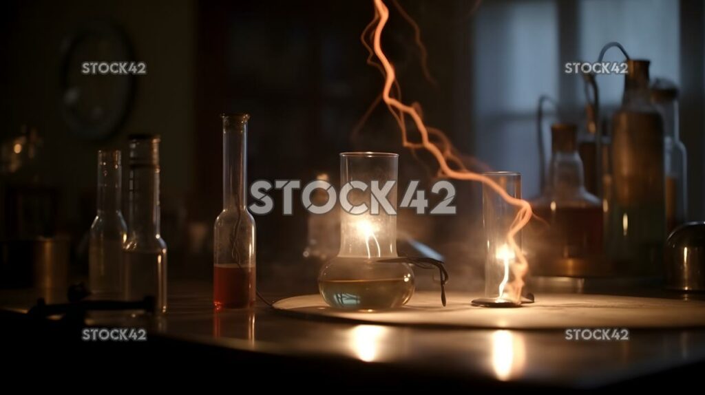 A close-up of a chemistry experiment being conducted dyna two