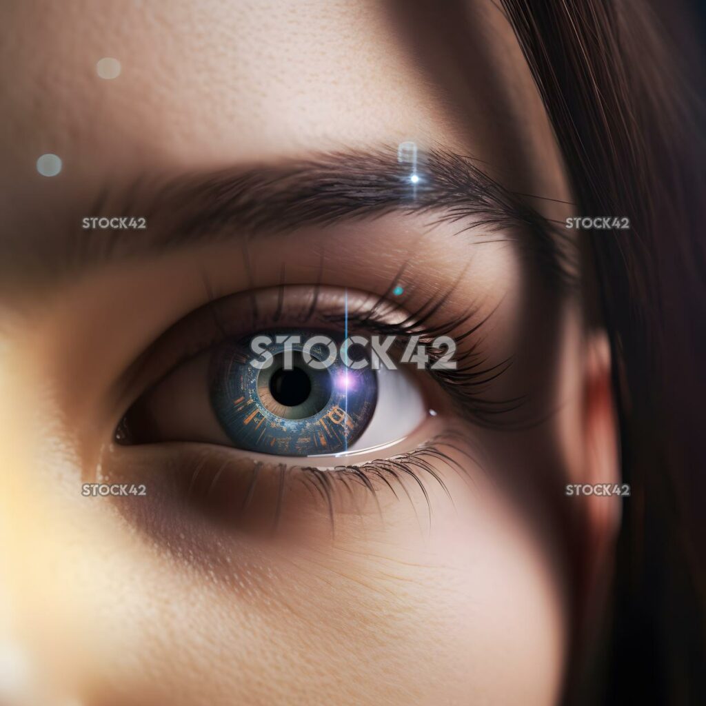 A close-up of a persons eyes wearing smart contact lenses