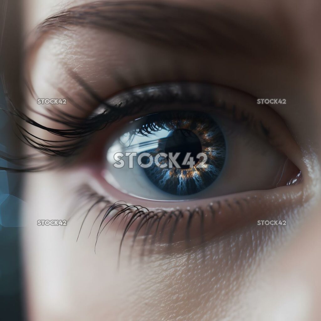 A close-up of a persons eyes wearing smart contact lenses one