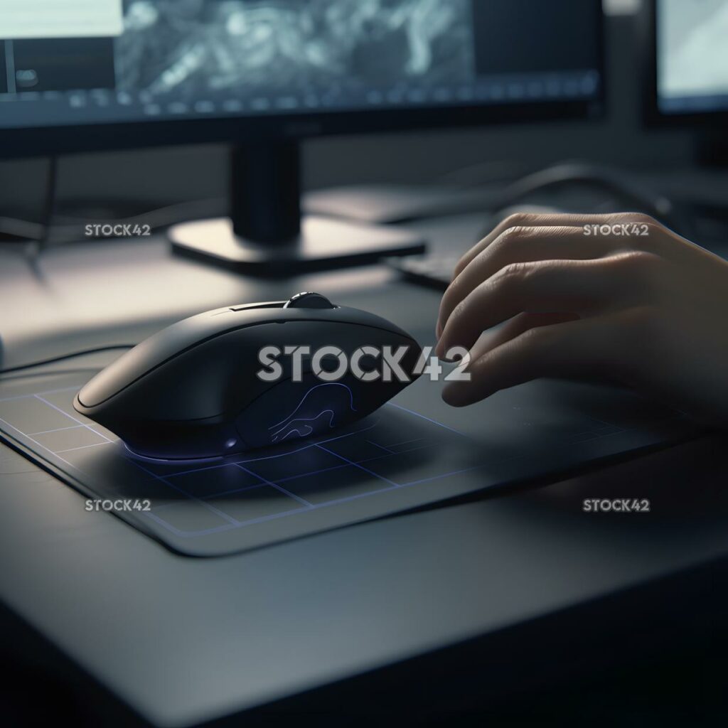 A close-up of a persons hand using a 3D mouse to navigate