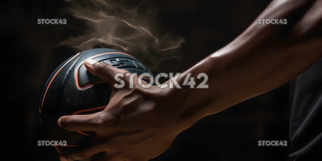 A close-up of a players hands as they set the ball up for one