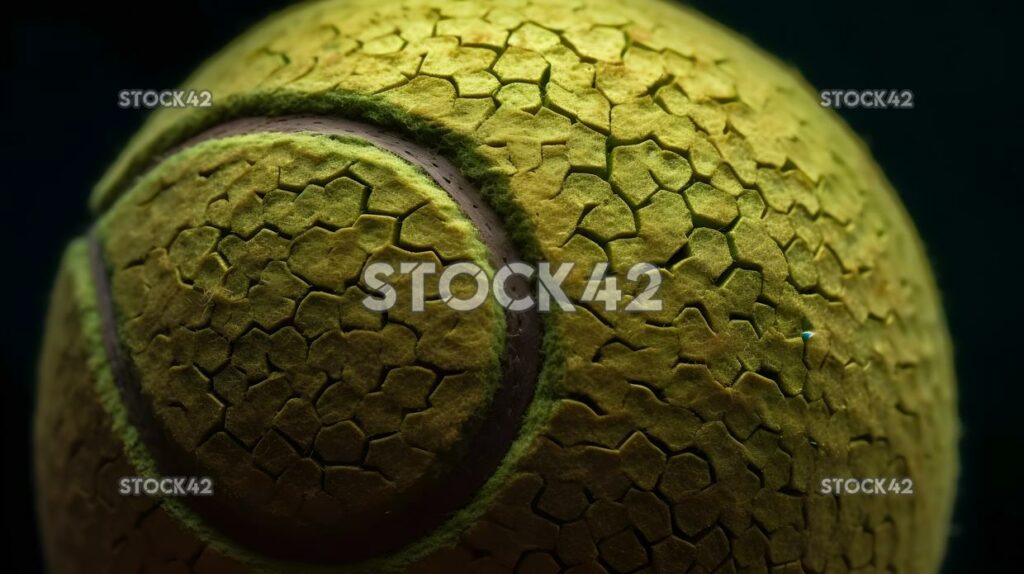 A close-up of a tennis ball showing its unique pattern an