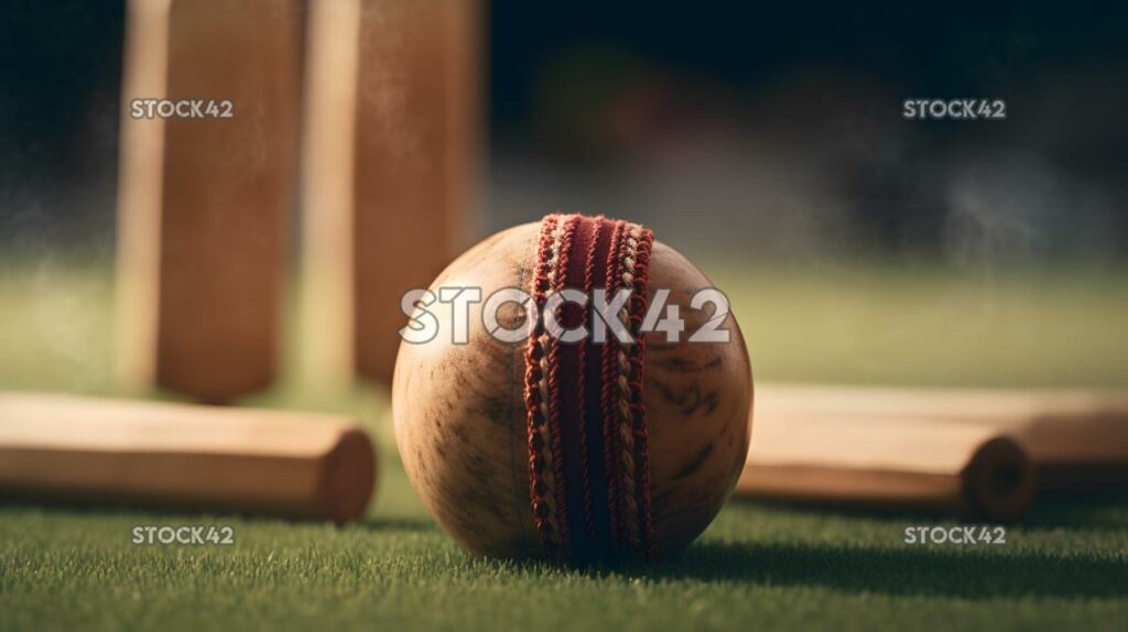 Un primer plano de una pelota de cricket siendo golpeada colorea uno