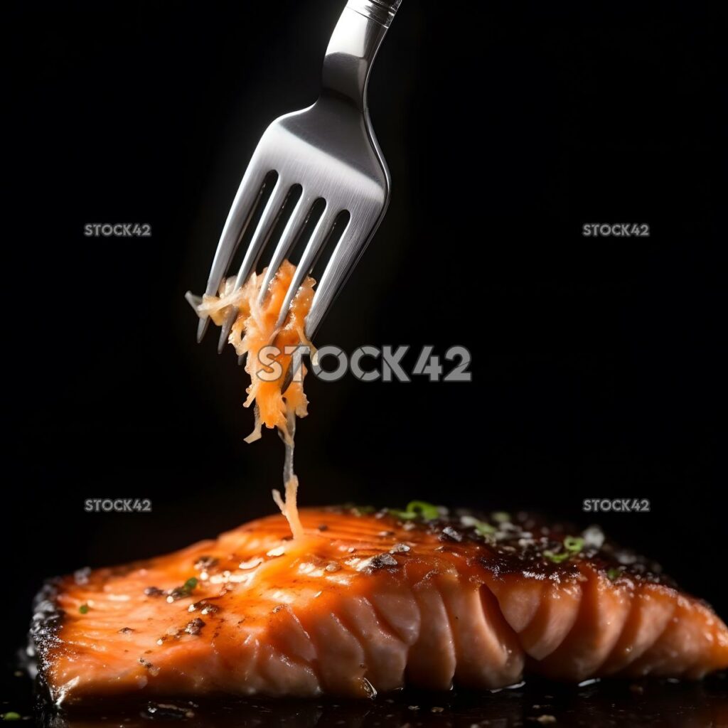 A close-up shot of a fork picking up a juicy piece of gri one