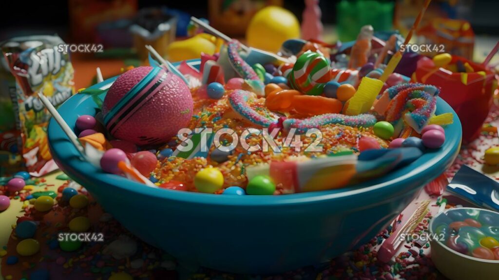 A colorful piata filled with candy and toys at a children one