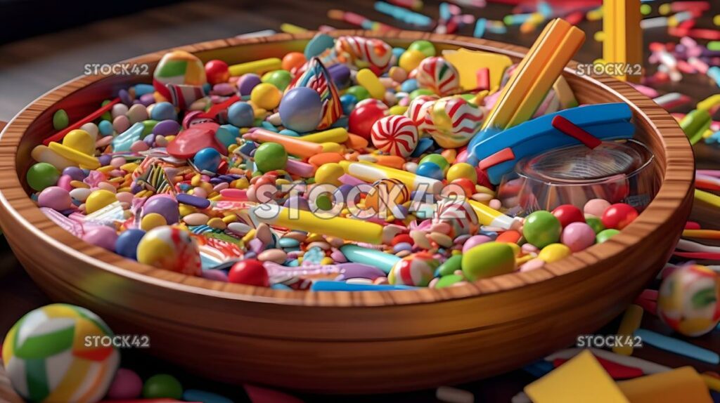 A colorful piata filled with candy and toys at a children three