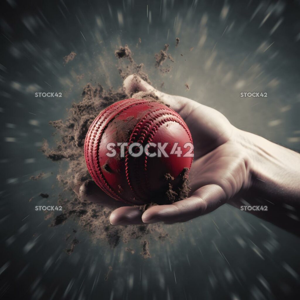 A cricket ball bouncing off the pitch and into the hands  one