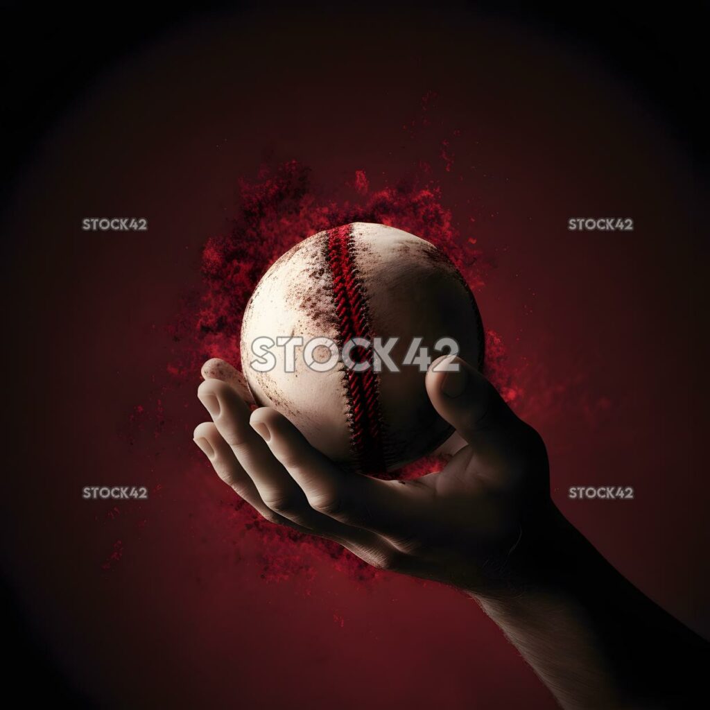 A cricket ball bouncing off the pitch and into the hands_