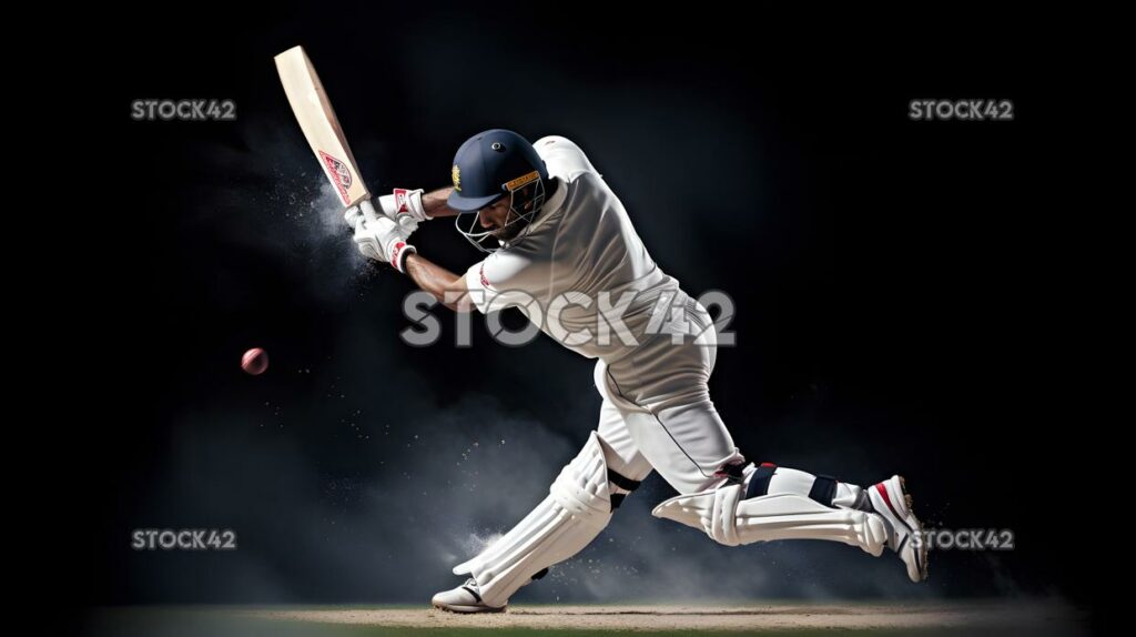 Una pelota de cricket volando por el aire hacia un bateador