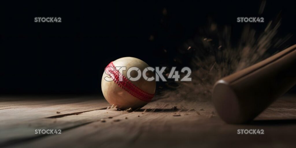 A cricket ball hitting the stumps and dislodging a bail H