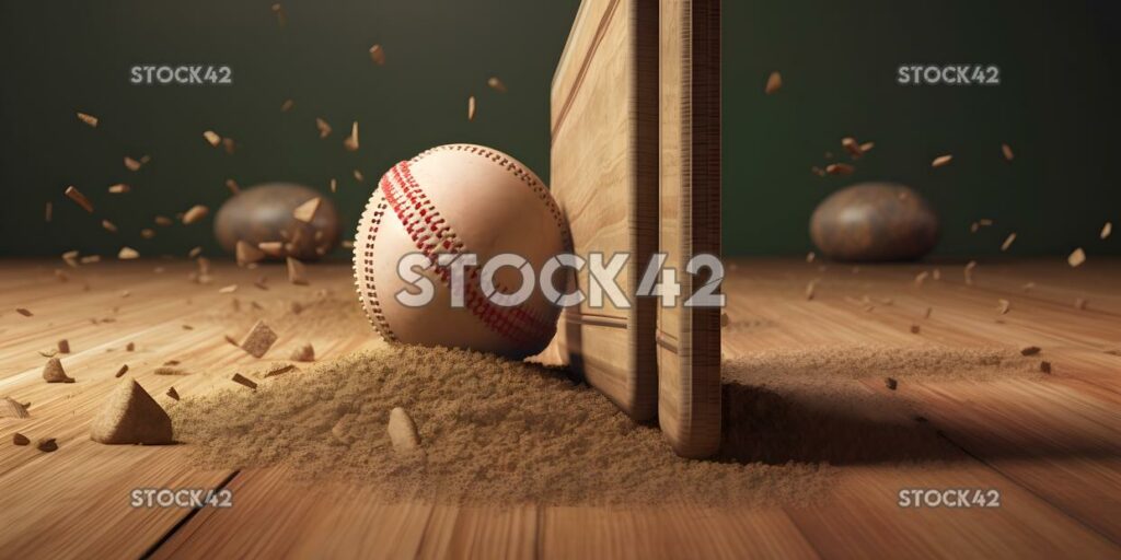 A cricket ball hitting the stumps and dislodging a bail H two