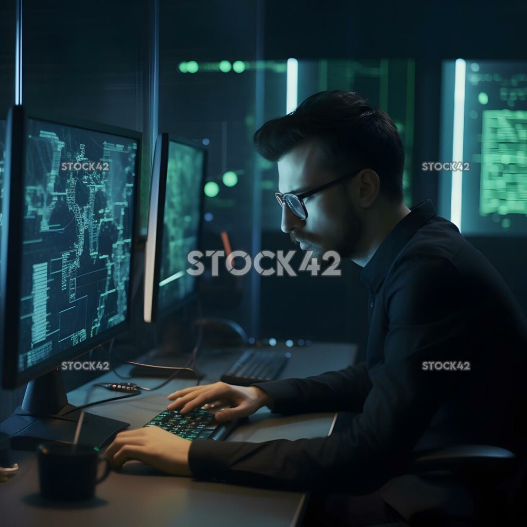 A cybersecurity expert performing a testing on a computer