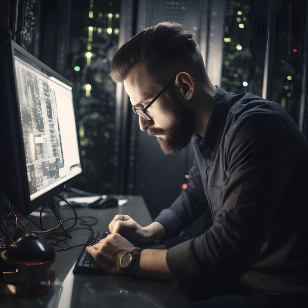 A cybersecurity expert performing a testing on a computer one