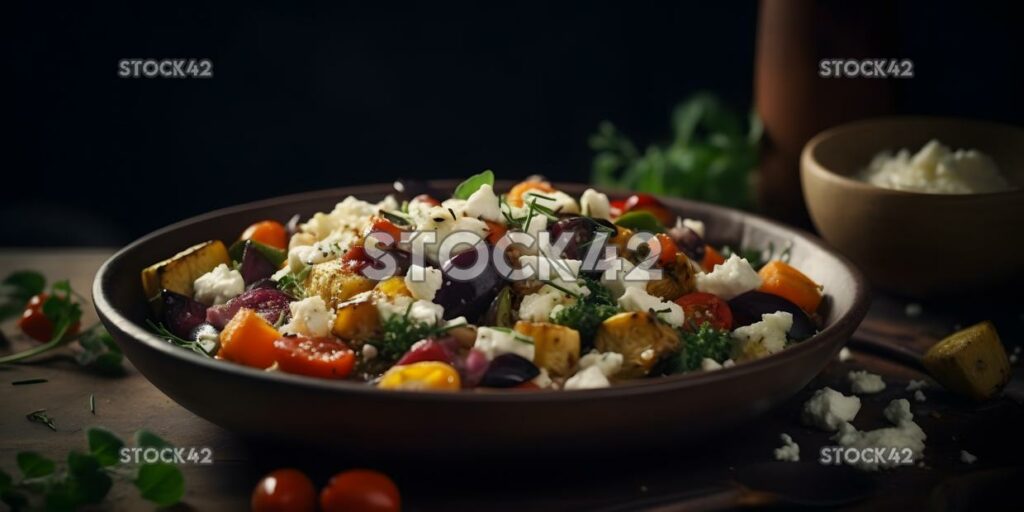 Ein leckerer und gesunder Quinoa-Salat mit geröstetem Gemüse