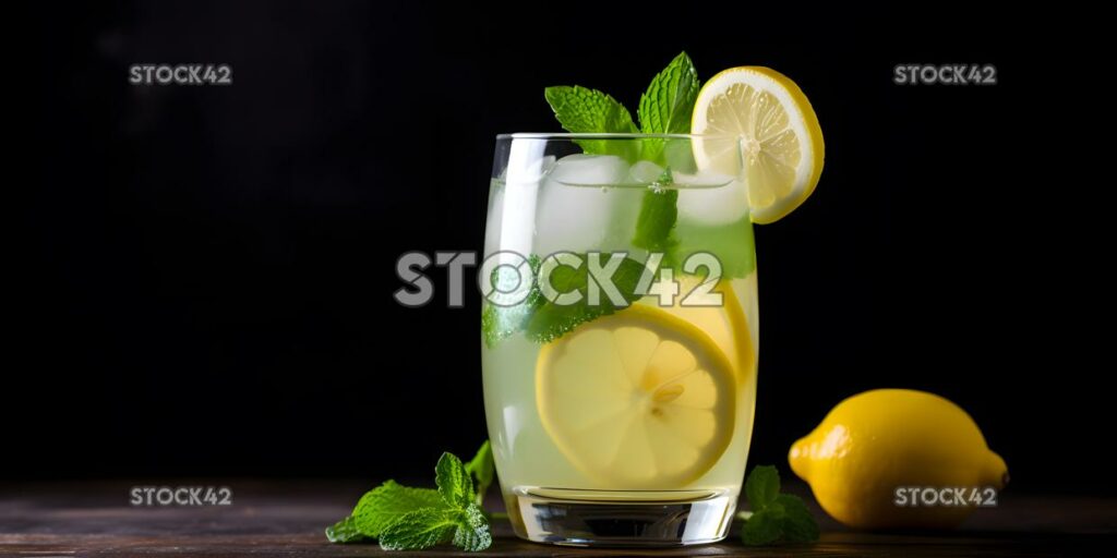 Un vaso de limonada recién exprimida con una rebanada de lemo one