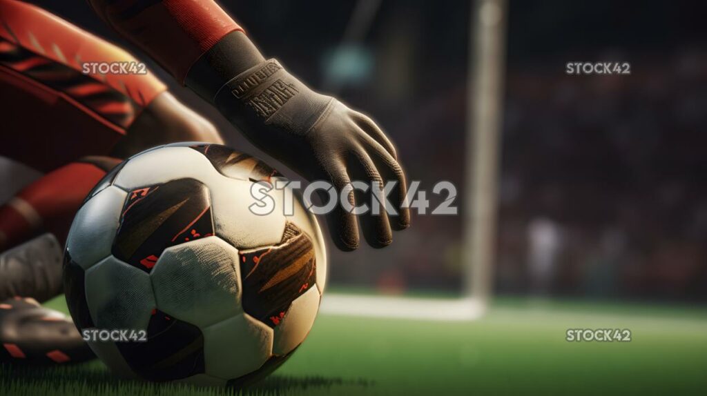 A goalkeeper coming out of the box to clear a ball with t