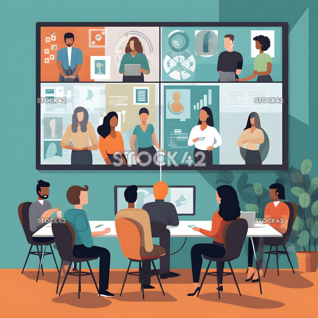 Un grupo de personas que utilizan software de videoconferencia para