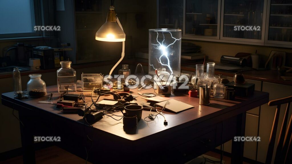 A lab table set up with various scientific equipment dyna