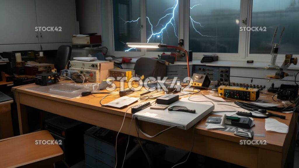 A lab table set up with various scientific equipment dyna two