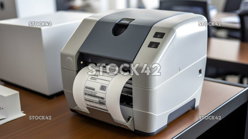 A label printer printing a shipping label one