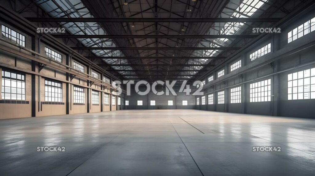 A large empty industrial hall with high ceilings Hyper-re one