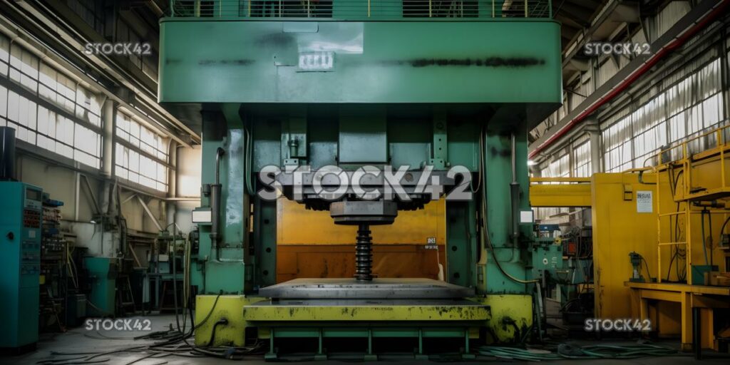 A large hydraulic press used for shaping metal sheets col