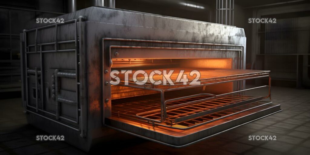 Un gran horno industrial para productos de panadería Tres hiperrealistas