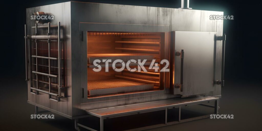 A large industrial oven used for baking and curing materi