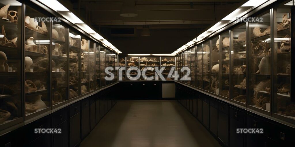 A large room with shelves filled with preserved specimens two