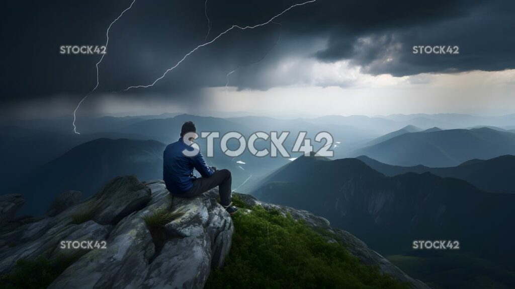 Un excursionista solitario disfrutando de la impresionante vista desde un mountain_