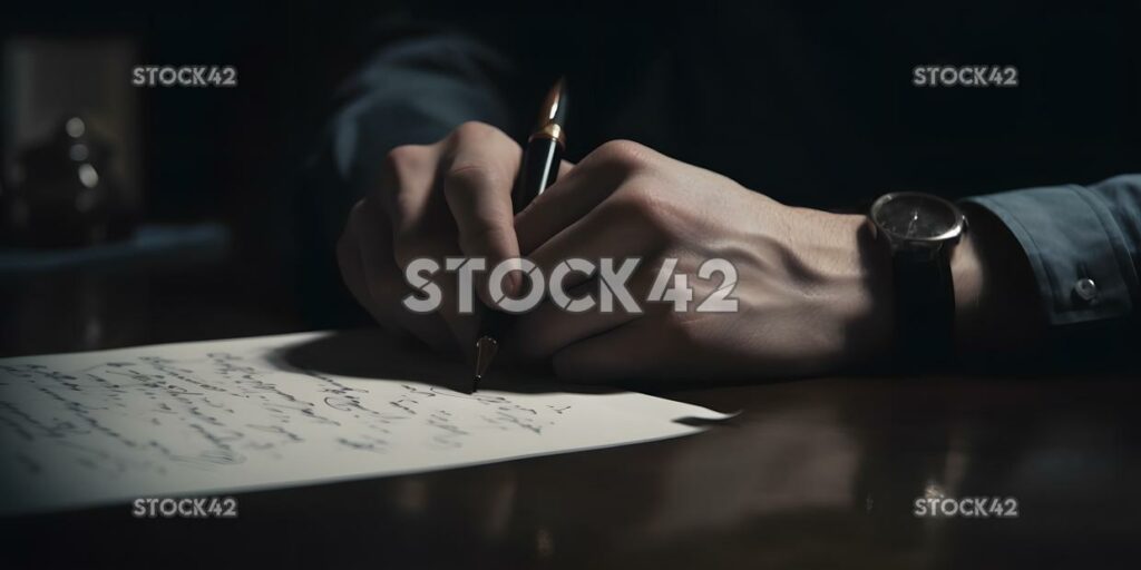 A man signing a contract with a pen cinematic Hyper-reali