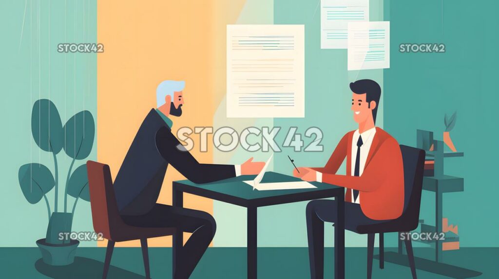 A manager conducting a performance review with an employe one