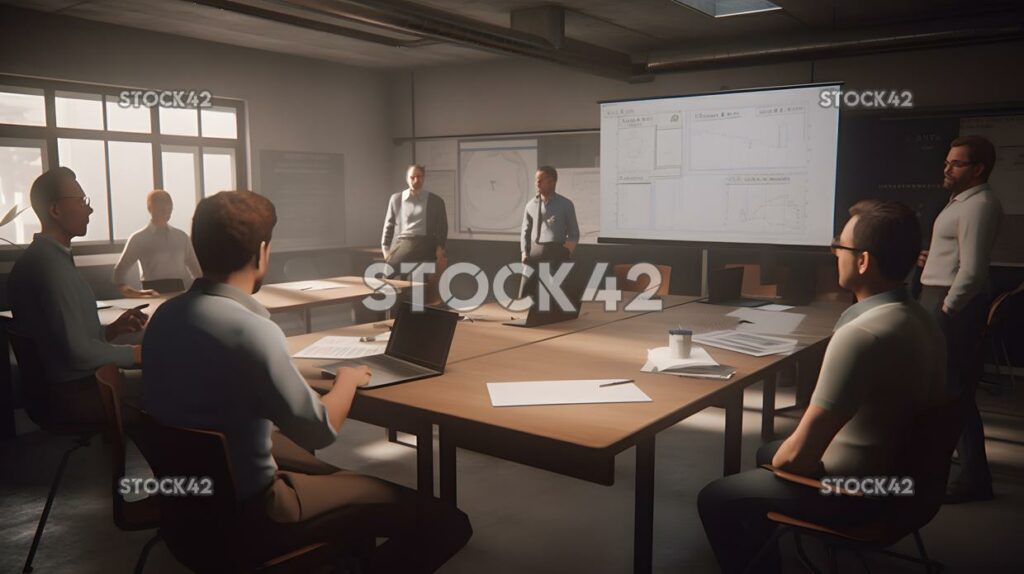 A manager conducting a team training session Hyper-realis