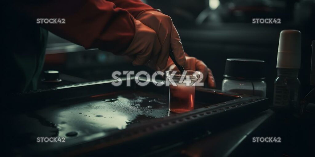 A mechanic checking a car transmission fluid level cinema