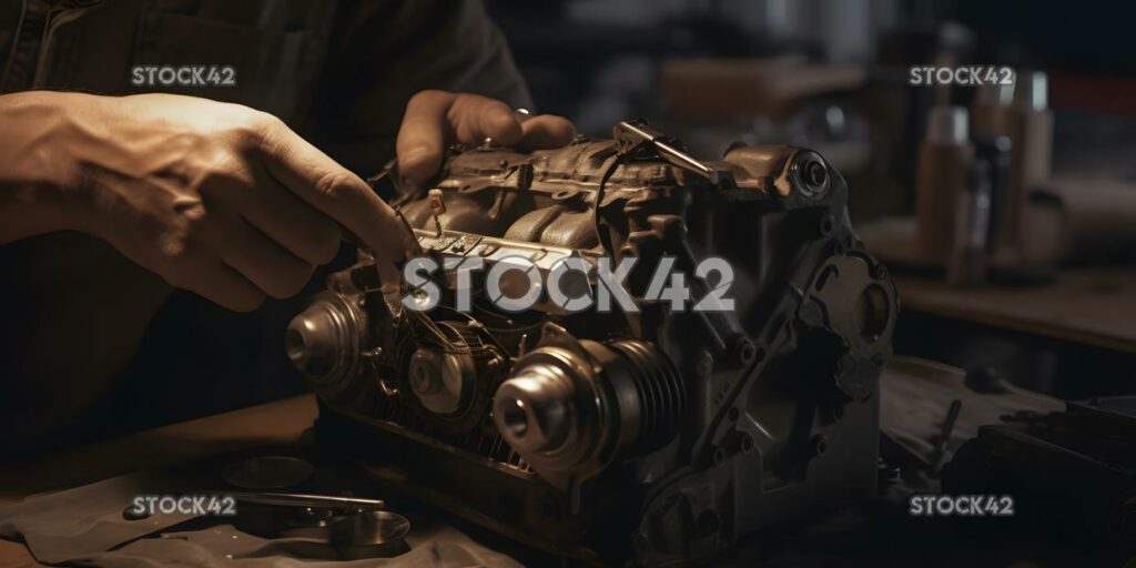 A mechanic replacing a car alternator Hyper-realistic