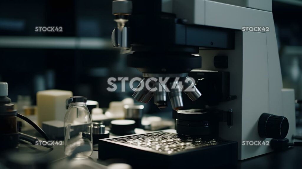 A microscope being used to examine a biological sample