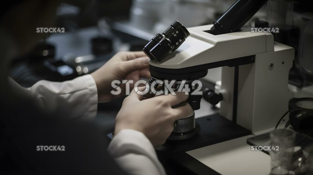 Ein Mikroskop wird zur Untersuchung einer biologischen Probe verwendet.