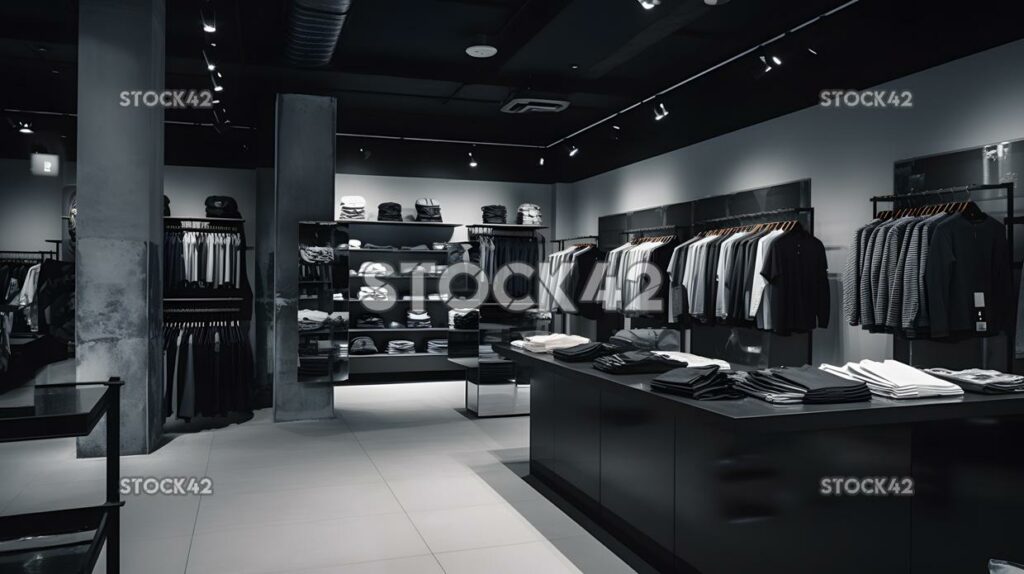 A modern and stylish clothing store with multiple display