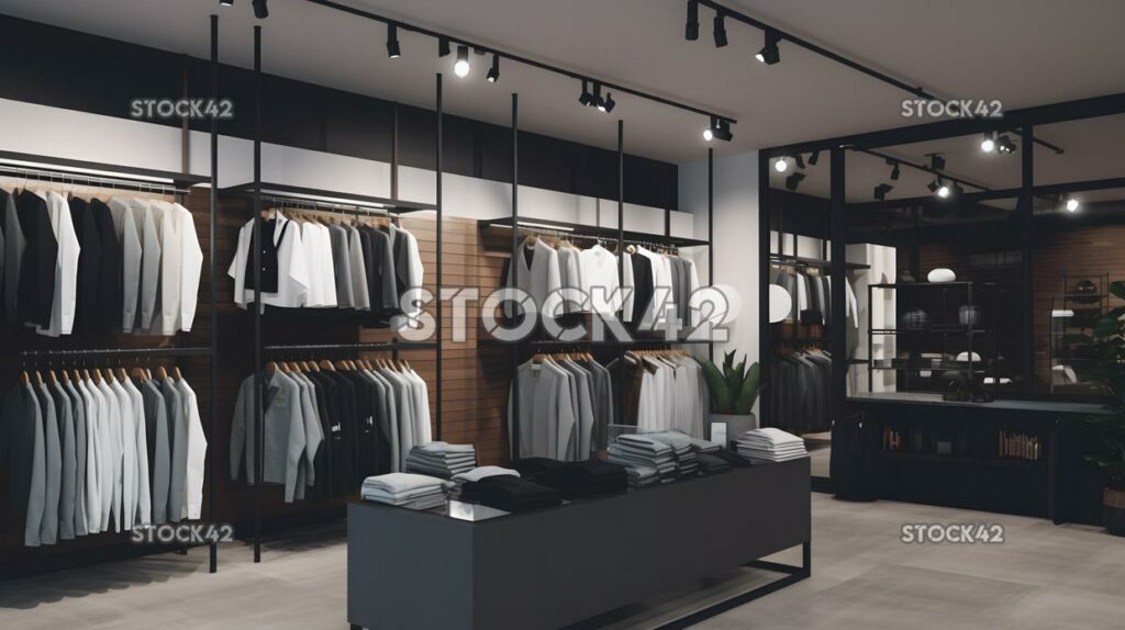 A modern and stylish clothing store with multiple display three